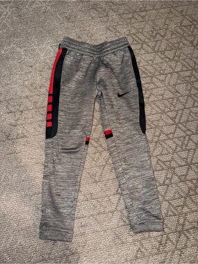 Nike Grey Kids Joggers with Red and Black Accents